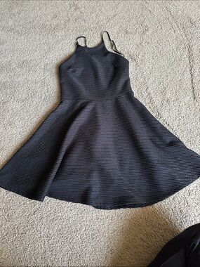 Dainty Hooligan Black Ribbed tank skater Mini Dress with Adjustable Straps